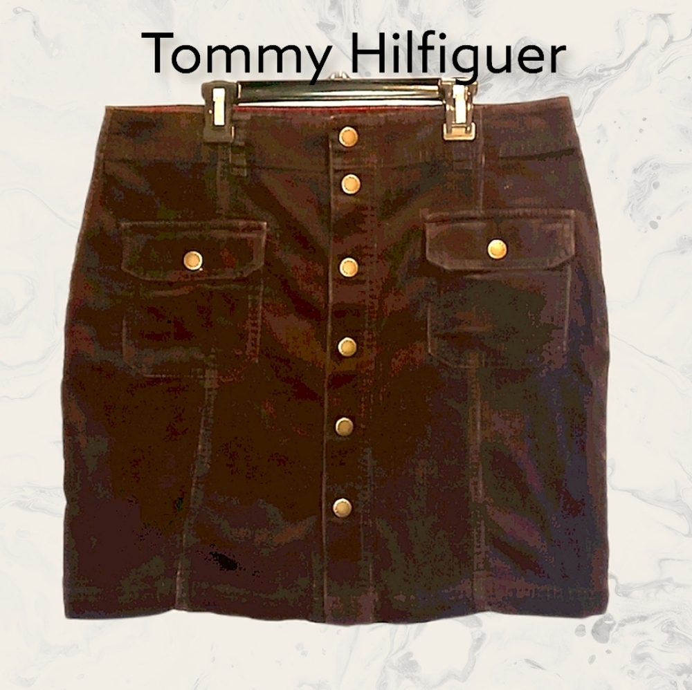TOMMY HILFIGER CORDUROY BROWN SKIRT SZ 8